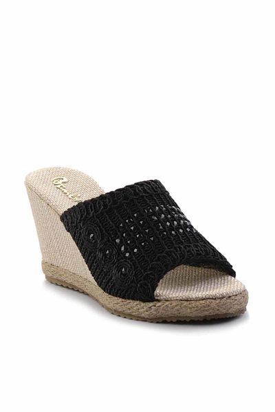 Bambi Black Knitted Women's Slippers K 04874013716