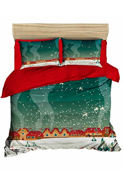 Generic Brand New Year's Snow Scenery Houses Digital Bedding Set