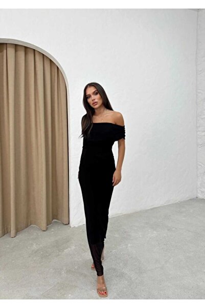 BELLAROBE Tek Omuz Detaylı Drapeli Elbise