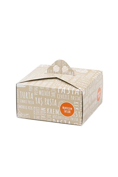 Muhteşem Tatlar Saplı Turta Kutusu (No:2) 25x25x13 cm - 50 Adet