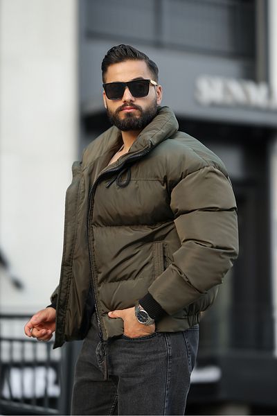 RHONES Concealable Hooded Men's Puffer Nubuck Leather Coat
