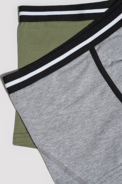 Penti Erkek Tape Koyu Gri - Yeşil 2li Boxer