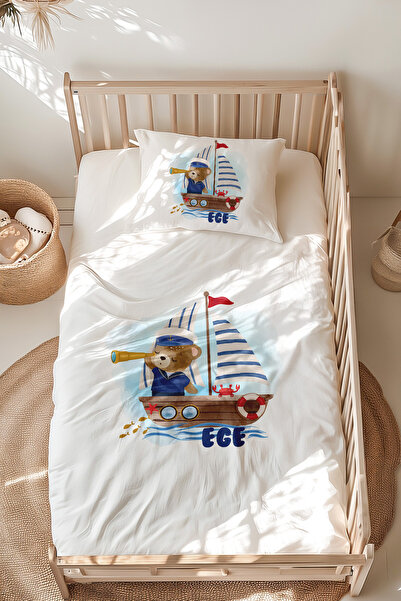 Lilabio %100 Pamuk Isme Özel Isimli Montessori Yatak Nevresim Takımı (100X200...