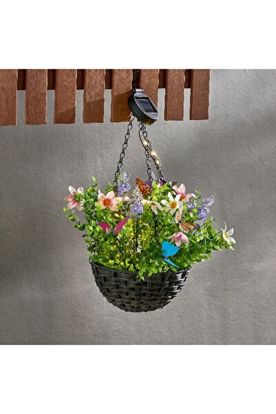 Home Box Lyn Solar Hanging Flower Pot with LED Lights - 25x25x30 cm