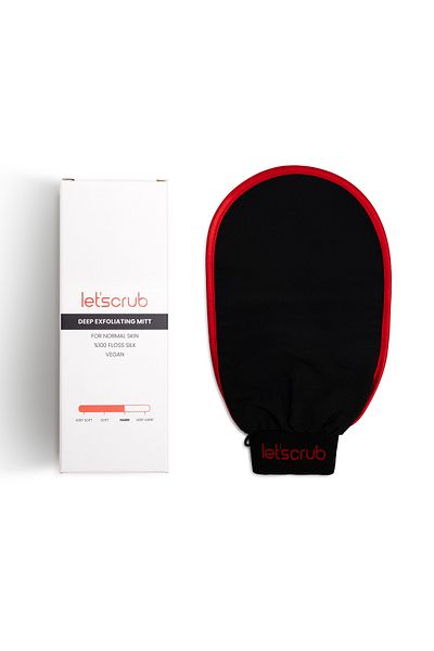 LET'SCRUB 1 Piece Black Bath Shower Scrub Exfoliating Glove 100% Flush Silk for Normal Skin