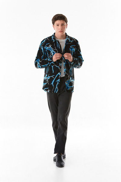 Fulla Moda Desenli Düğmeli Polar Gömlek