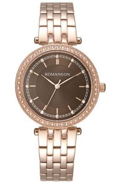 Romanson Rm8A17Tlrrab6R Steel Cord Rose Gold Color Stone Women's Wristwatch