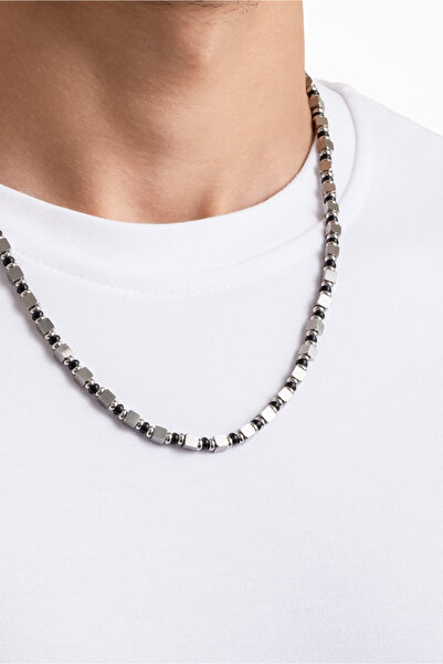 So CHIC... Hematit Taşlı 55 Cm Çelik Erkek Kolye