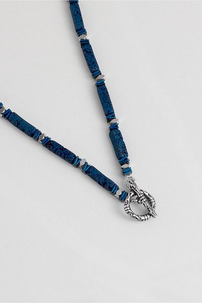 So CHIC... Lava Stone 50 cm Steel Men's Necklace