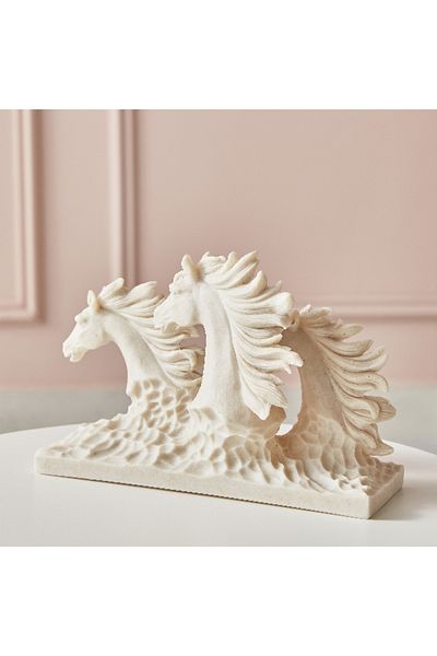 Home Box Luxe Polyresin Light Terracotta Horse Accent 25.5x9x15.5 cm