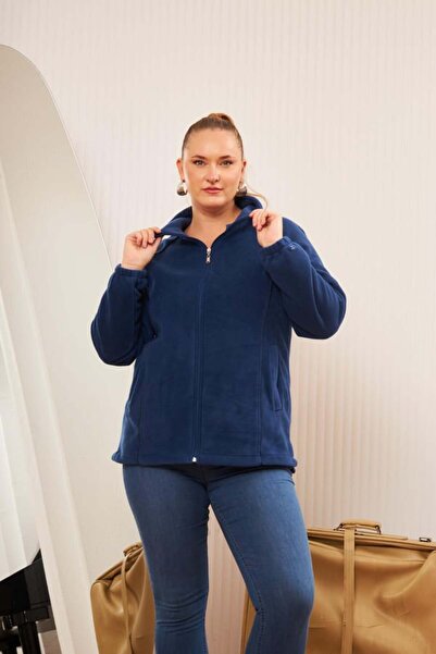 RMG Büyük Beden Fermuarlı Polar Hırka