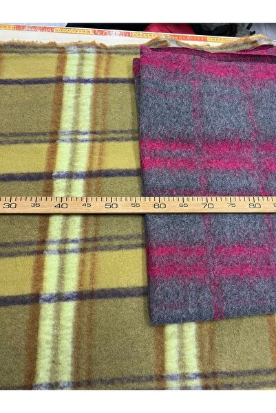 Kumaş Sevdası Ekose Tüylü Keçe (Eni 160cm) Kaban, Yelek, Panço vb