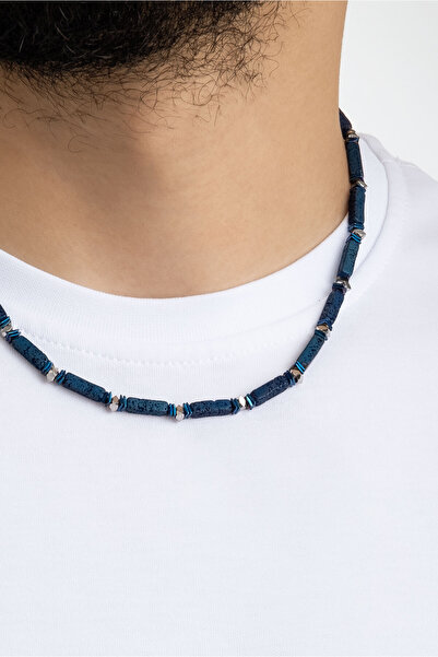 So CHIC... Lav Taşlı 50 Cm Çelik Erkek Kolye