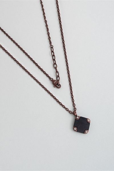 So CHIC... Carbon Fiber Detailed 65 cm Steel Necklace