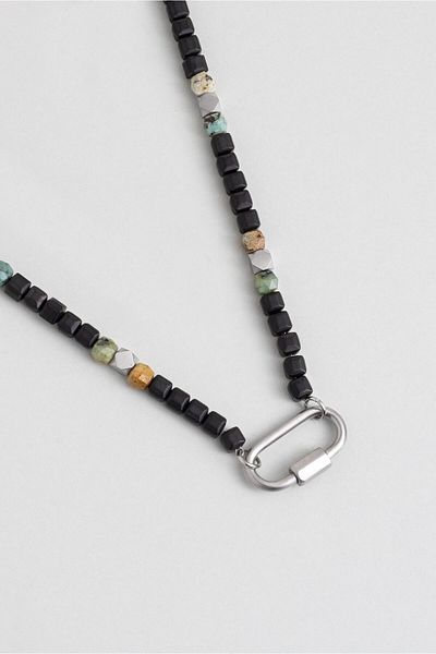 So CHIC... 65 cm Steel Men's Necklace with Jasper and Hematite Stones