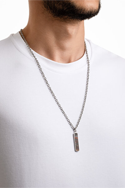 So CHIC... Karbon Fiber Detaylı 65 Cm Çelik Kolye