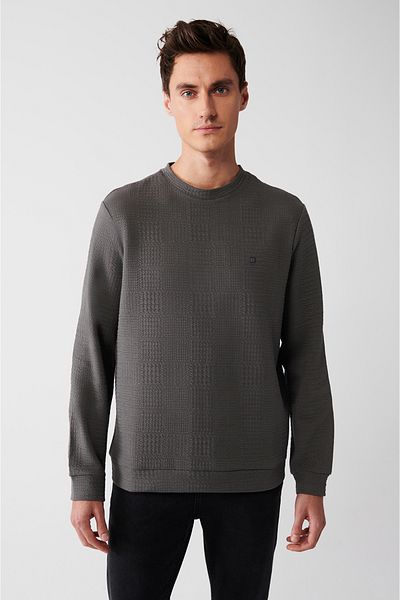 Avva Pánská antracitová bavlněná mikina Crew Neck A31Y1264