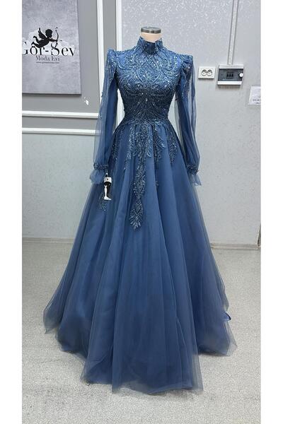 EKY GÖR SEV WEDDING DRESS İNDİGO TESETTÜR NİŞANLIK