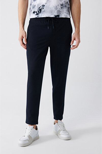 Avva Erkek Lacivert Yandan Cepli Bağcıklı Jogger Relaxed Fit Pantolon B003005