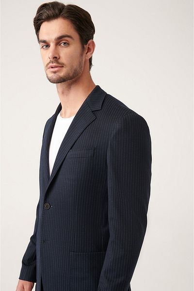 Avva Herren-Jacke aus schwarzem, ungefüttertem, flexiblem Stoff mit Doppelschlitz A31y4003
