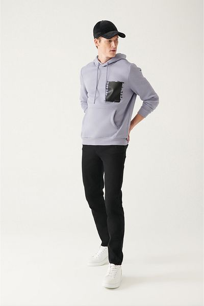 Avva Schwarze Basic-Baumwollhose mit 5 Taschen für Herren B 003007