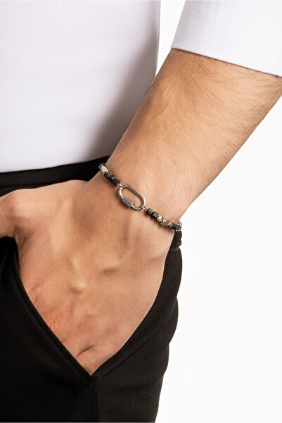 So CHIC... Jasper and Hematite Stone 23 cm Steel Men's Bracelet