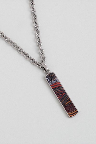 So CHIC... Carbon Fiber Detailed 65 cm Steel Necklace