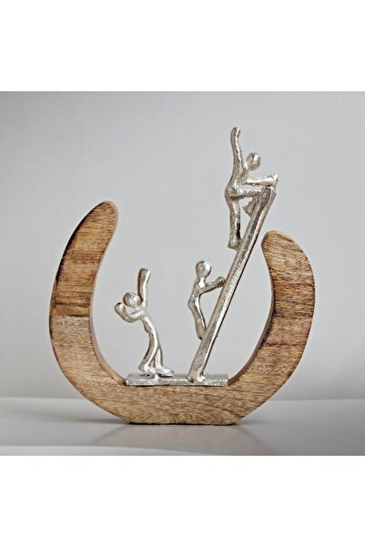 Home Box Odin Aluminum Ladder Sculpture with Wooden Base 21x4x21 cm