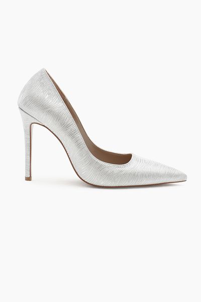 Tonny Black Women's Silver Neolite Sole Patterned Pointed Toe High Heel Shoes