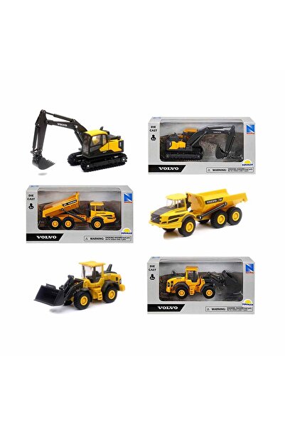 New Ray Volvo Lisanslı 3'lü Mini İnşaat Araçları Seti - Kamyon Dozer Ekskavatör