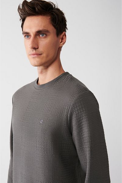 Avva Pánská antracitová bavlněná mikina Crew Neck A31Y1264