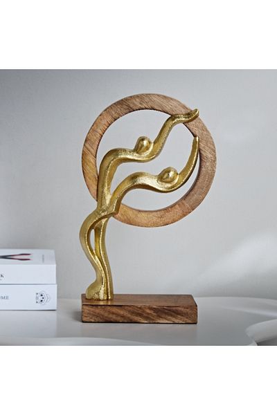 Home Box Odin Aluminum Sculpture with Wooden Ring - 20x7x31 cm