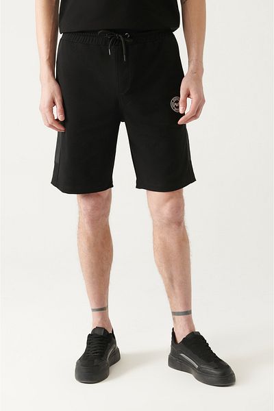 Avva Schwarze bedruckte Shorts mit Seitentaschen für Herren A31y3600