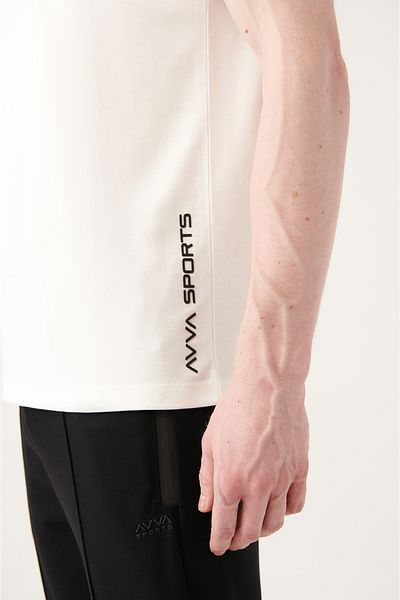 Avva Pánské tričko Ecru Crew Neck s měkkým knoflíkem A31Y1003