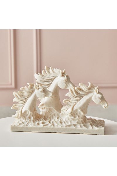 Home Box Luxe Polyresin Light Terracotta Horse Accent 25.5x9x15.5 cm