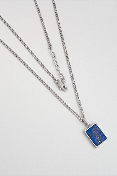 So CHIC... Lapis Stone 65 cm Steel Men's Necklace