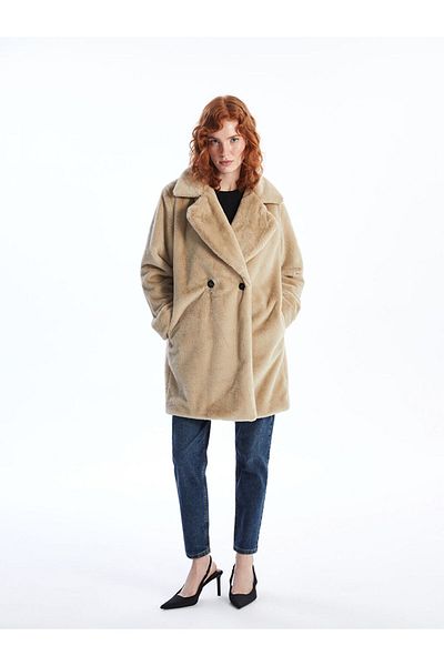 LC Waikiki Kurtka Kołnierz Oversize Futro Damskie