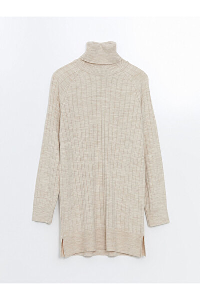 LC Waikiki Μπεζ ζιβάγκο με μακρύ μανίκι γυναικείο πλεκτό τουνίκ