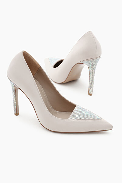 Tonny Black Kadın Bej Neolit Taban Önü ve Topuğu Taşlı Sivri Burunlu Yüksek Topuklu Ayakkabı