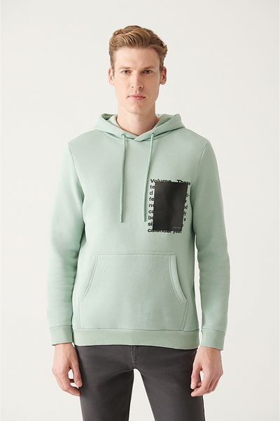 Avva Ανδρικό φούτερ Aqua Green με κουκούλα 3 κλωστών A22y1130