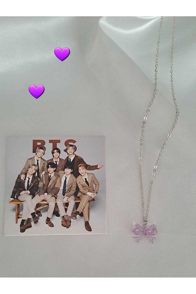 SOUL BY A&B Bts Purple Bow Pendant Ribbon Necklace Bts Support Necklace Borahae Army Necklace