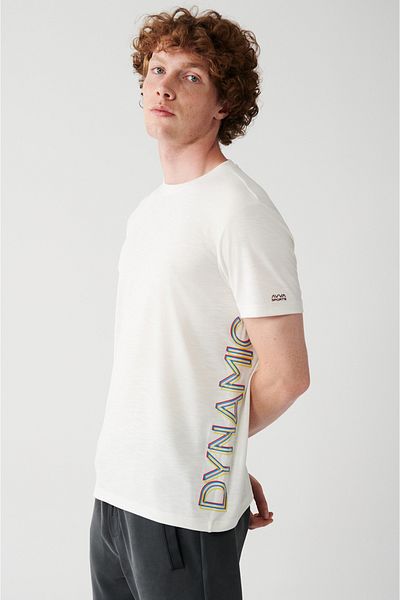 Avva Ανδρικό μπλουζάκι με στάμπα σε λευκό Soft Touch Crew Neck Side A31y1039