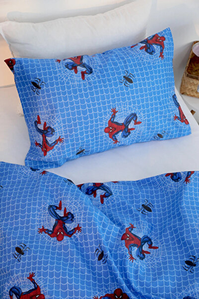 FAVORA Постільна білизна «Людина-павук» для однієї особи — синя