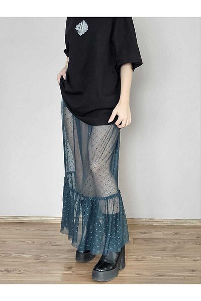DEEP BEACH Ruffle Long Lace Skirt