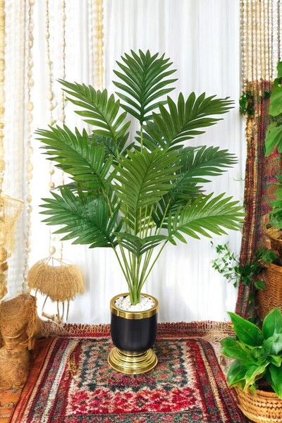 SY Vista Yapay Palmiye - Areka Palmiyesi 18 Yapraklı Metal Ayaklı Saksı 110 Cm