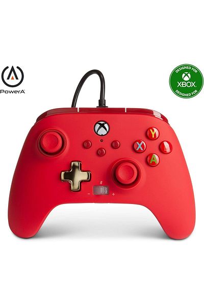Powera وحدة تحكم سلكية متطورة باللون الأحمر الجريء (Xbox One)