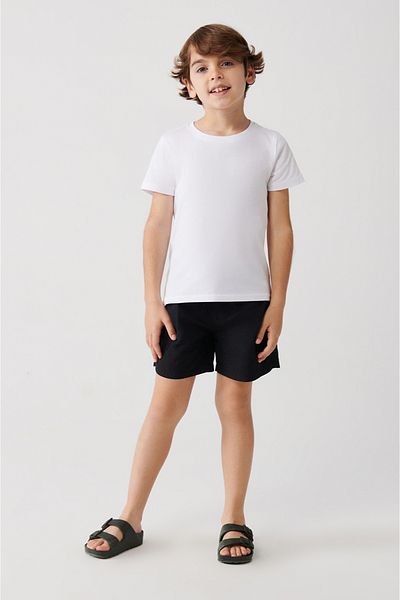 Avva Schwarze, schnell trocknende Badeanzug-Badeshorts für Jungen mit spezieller Tragetasche A31y3810