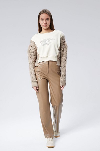 soBasic Beige Gigi Sweatshirt - Crew Neck and Knitwear Detail