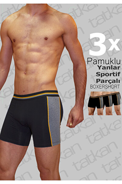 TATKAN BODYWEAR Tatkan - 3'lü - Pamuklu , Yanı Parçalı , Erkek Boxershort