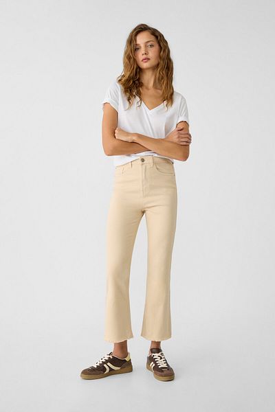 Stradivarius D78 cropped twill flared jeans
